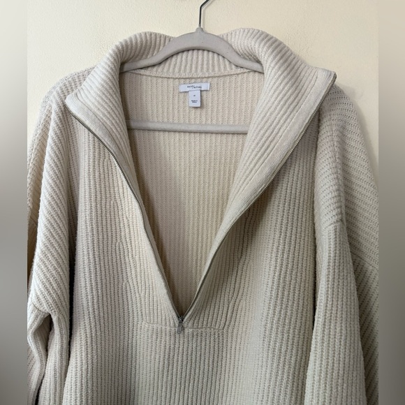 Daily Ritual Women's Cream Ribbed Half Zip Sweater, size XL - Picture 6 of 8